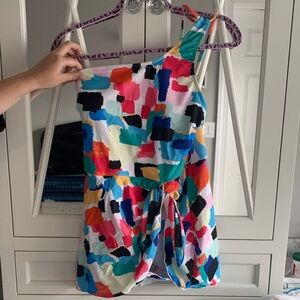 Colorful One-Shoulder Skirt Bathing Suit